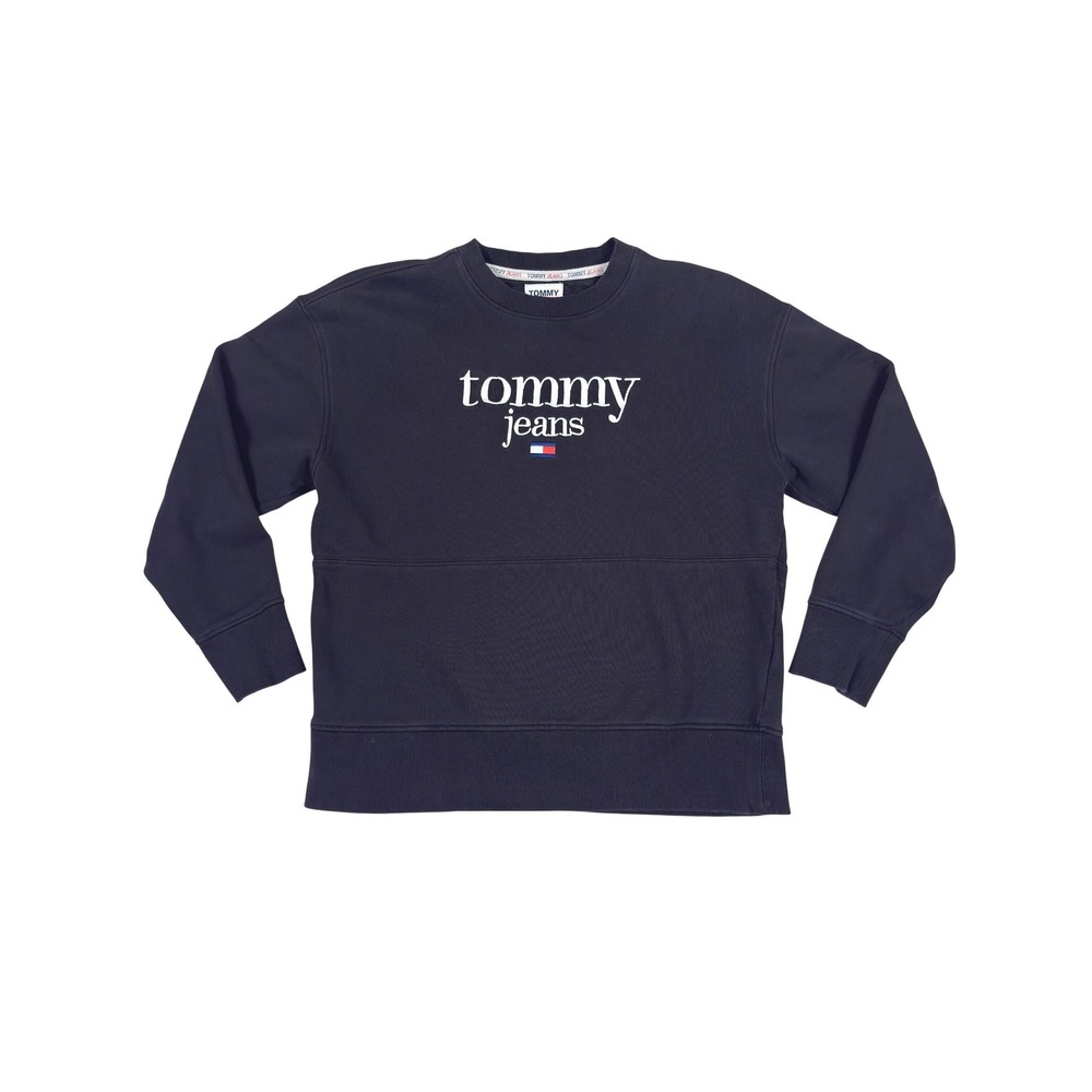 Tommy Jeans Mens Navy Blue Embroidered‎ Logo Crewneck Sweatshirt Size Small